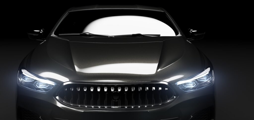 Front view of modern black premium car