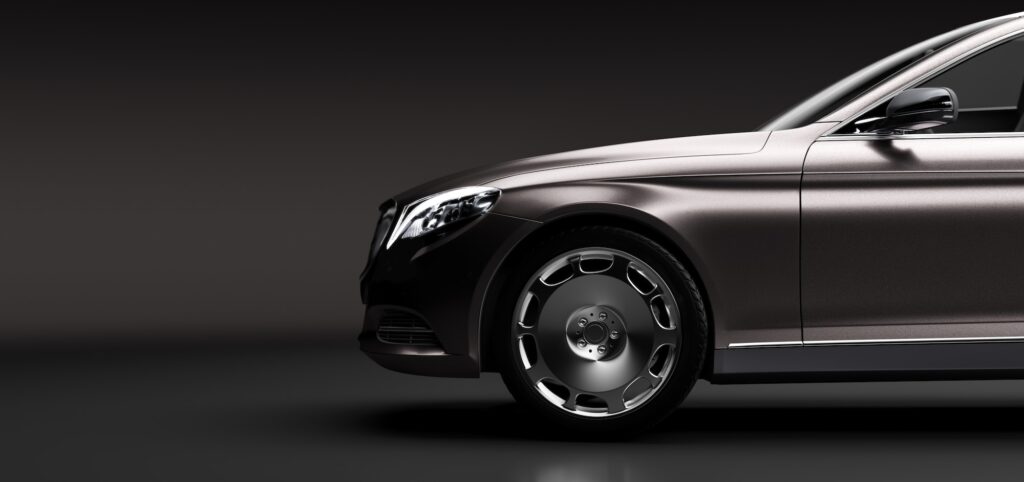 Limo car, a premium luxury vehicle on black. Vip transport,